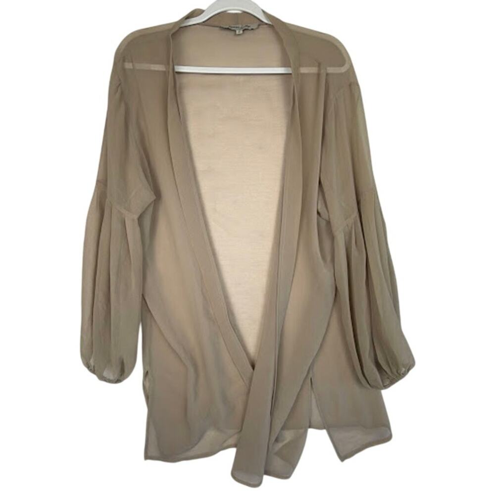 Ramona LaRue by Arianne Sheer Chiffon Cardigan Kaftan Tan Lantern Sleeve‎ S $265